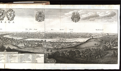 Prague panorama in 1650 black and white thumbnail