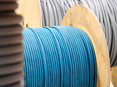 blue cable spool near gray cable spool thumbnail