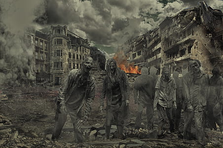 photo of zombies digital wallpaper thumbnail