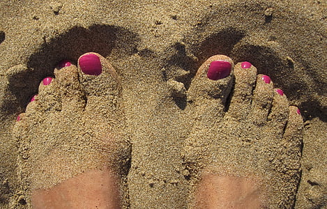 feet covered with brown sand thumbnail