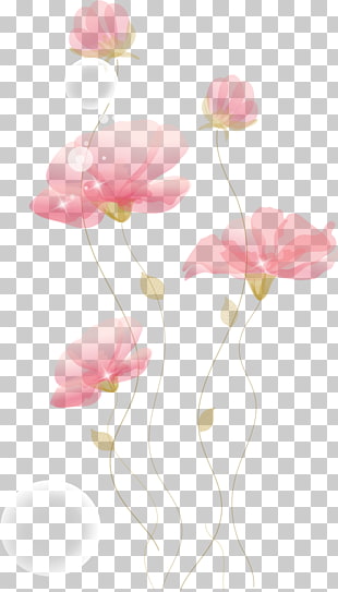 Hand-painted flowers, animated pink flowers PNG clipart