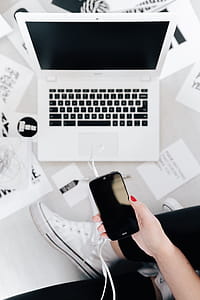 Femine Workplace with White Laptop thumbnail