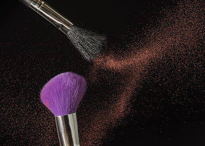 black and purple makeup brush with glitters thumbnail