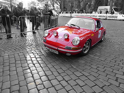 classic red Porsche coupe selective color photography thumbnail