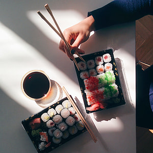 Sushi takeaway in an office thumbnail
