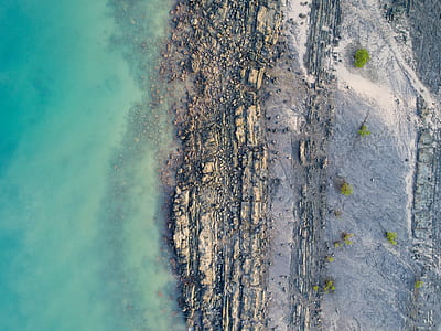 bird's eye view of seashore thumbnail