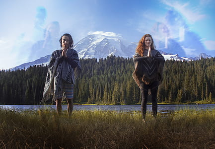 two man and woman meditating thumbnail