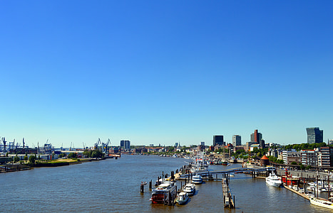 body of water surrounded by concrete buildings under blue sky at daytime thumbnail