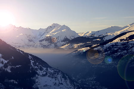 aerial photography of balck and white mountains at daytime thumbnail