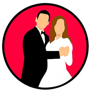 Illustration of happy couple during wedding. thumbnail