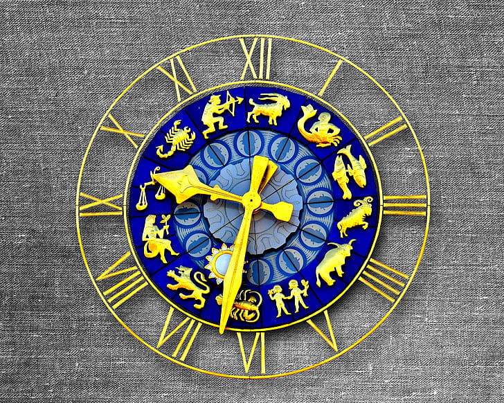 zodiac clock on wall