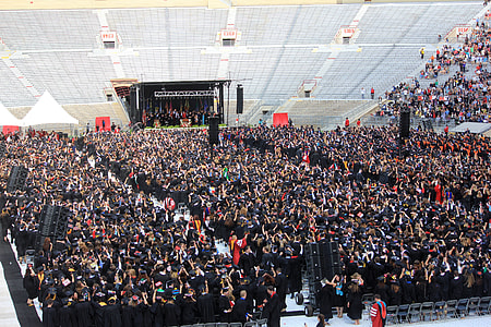 Rows of standing graduates in Madison, Wisconsin thumbnail