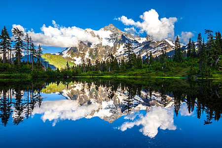 Picture Lake reflections landscape around Mount Baker, Washington thumbnail