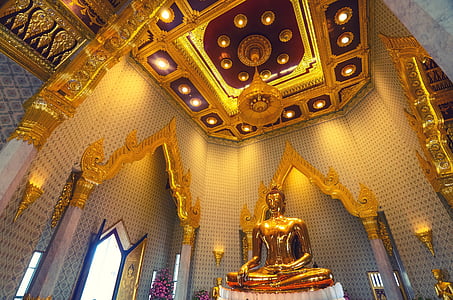 gold-colored Buddha sculpture inside building thumbnail