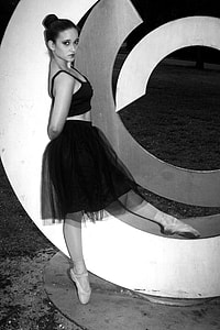 greyscale photo of woman wearing ballerina dress thumbnail