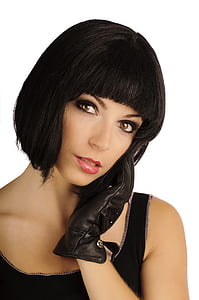 women's black scoop-neck top thumbnail
