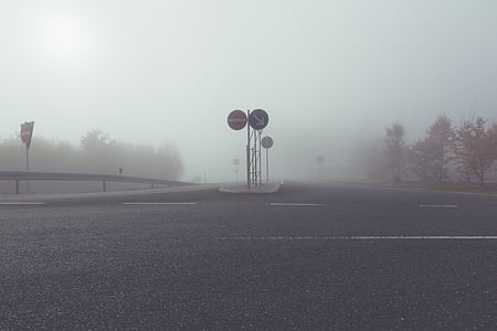 red and blue road signages thumbnail