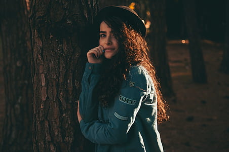 Woman Wearing Blue Jacket thumbnail