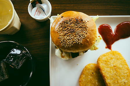 burger with sesame seeds on plate thumbnail