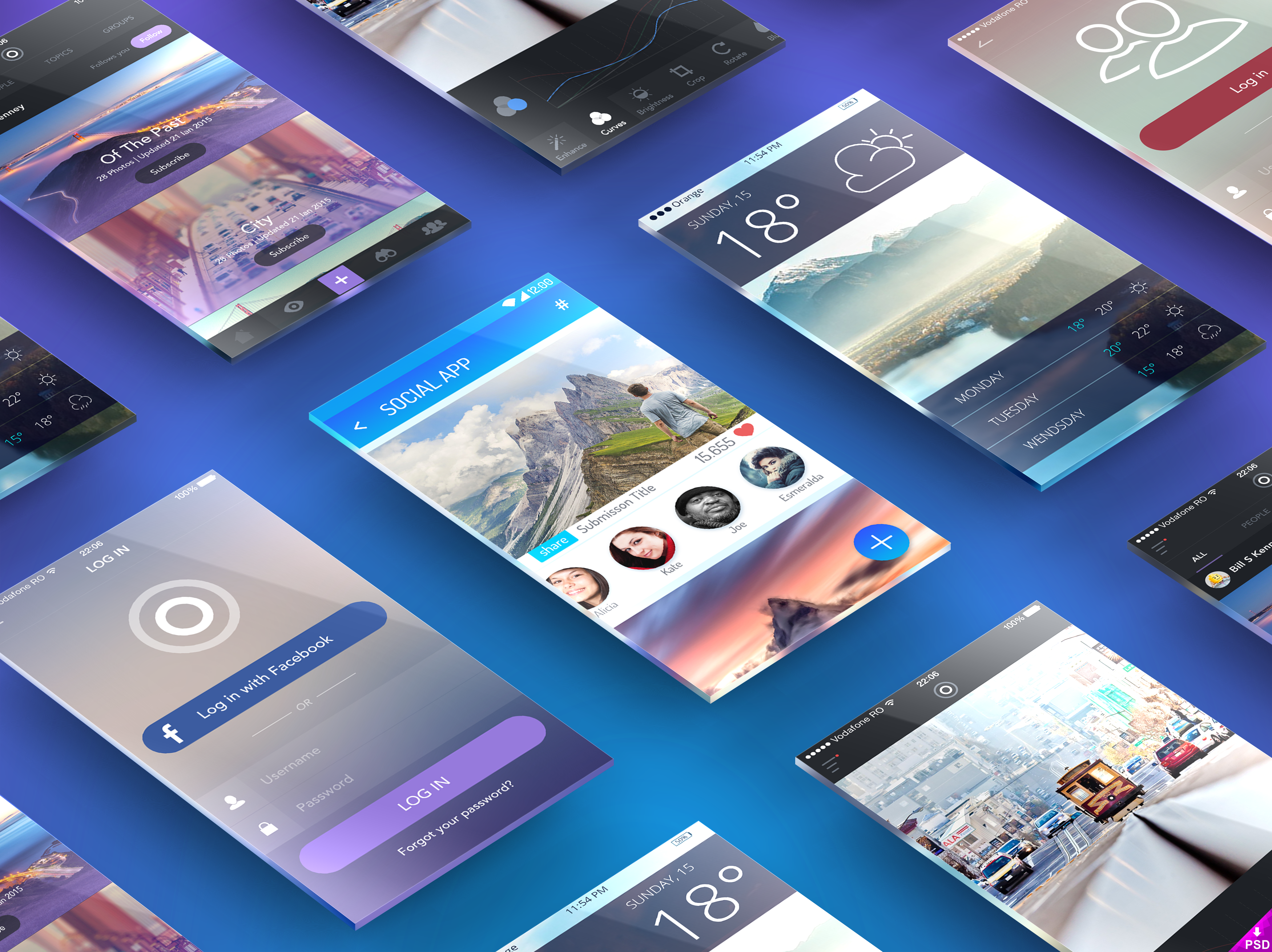 Perspective Screens App Presentation Mockup PSD psd file