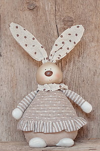 photo of rabbit wearing gray polka dot shirt plush toy thumbnail