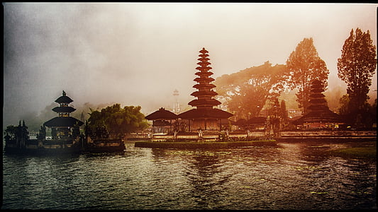 shrines near trees and body of water thumbnail