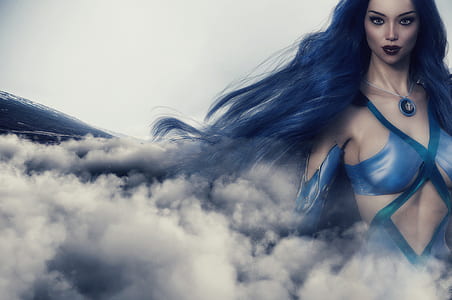 woman in blue suit anime thumbnail
