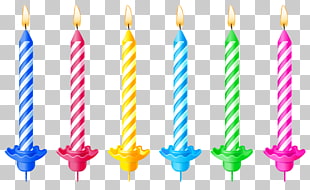 Birthday cake Candle , Birthday Candles , six assorted-color striped candles PNG clipart