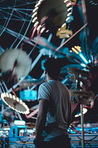 man standing in front of ferris wheel thumbnail