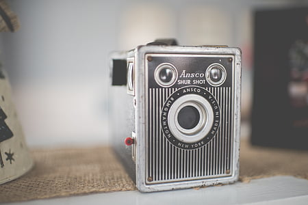 gray Ansco camera on top of white table thumbnail
