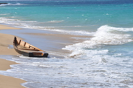 brown canoe on shore at daytime thumbnail