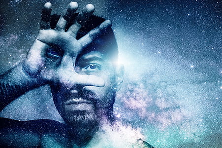 man covering right eye with nebula effects thumbnail