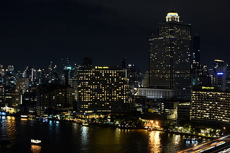 lighted high rise buildings thumbnail