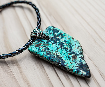 black cord necklace with turquoise pendant thumbnail