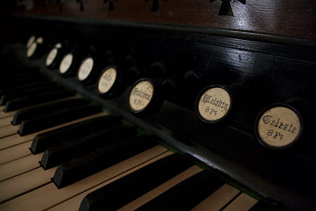 black and white piano key close-up photo thumbnail