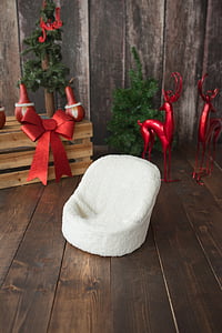 white pet bed beside Christmas tree and wall thumbnail
