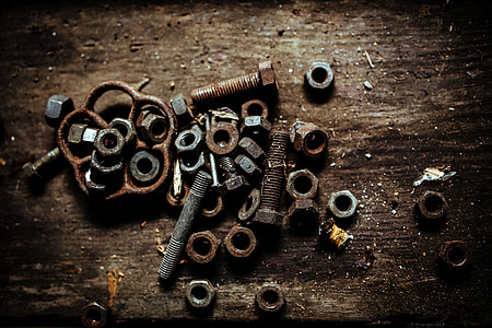 Tools, nails and bolts in a workshop thumbnail