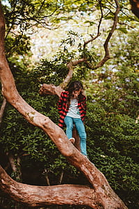 woman sitting on tree thumbnail