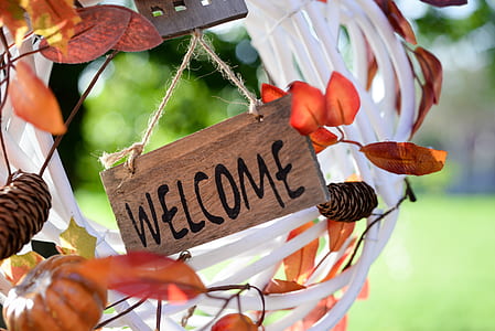 macro photography of brown wooden welcome signage thumbnail