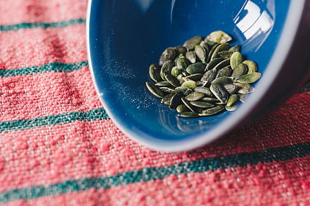 Green Seeds In Blue Bowl thumbnail