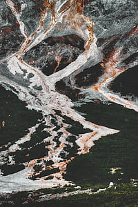 painting of lava flowing from volcano to the forest thumbnail