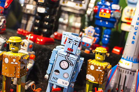 several assorted-color robot toys thumbnail