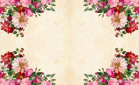 Four quadrants of flower clusters forming floral background. thumbnail