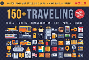 Traveling Pixel Art Icons psd file