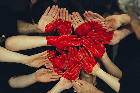 group of person palm with heart paint wallpaper thumbnail