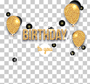 Birthday Balloon Icon, golden birthday celebration balloons, Happy Birthday To You From All Of Us text PNG clipart