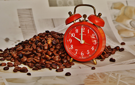 coffee beans and round white and red analog alarm clock displaying 10:00 thumbnail