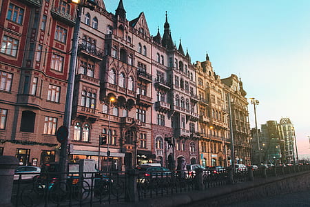 city, road, vehicles, sunset thumbnail