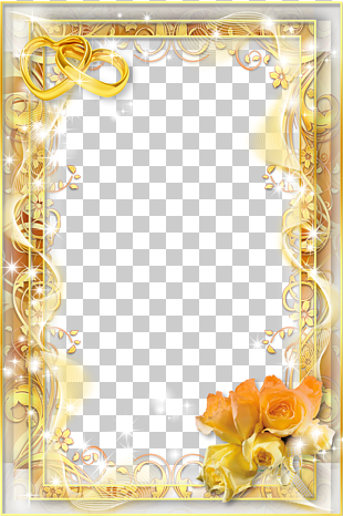 Wedding invitation frame, Wedding frame , yellow flower frame PNG clipart