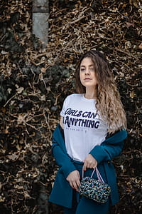Woman in White Girl Can Do Anything-printed Crew-neck Shirt thumbnail